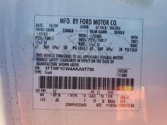 Photo 10 from auction – 2010 FORD F150 with VIN 1FTMF1CW4AKA97750