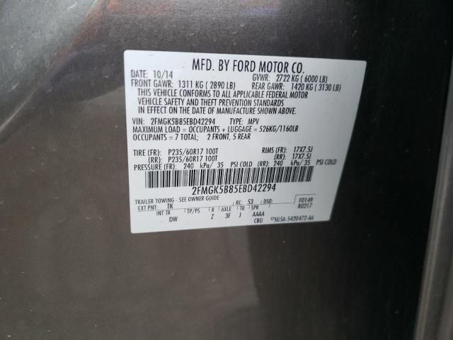 Photo 10 from auction – 2014 FORD FLEX SE with VIN 2FMGK5B85EBD42294