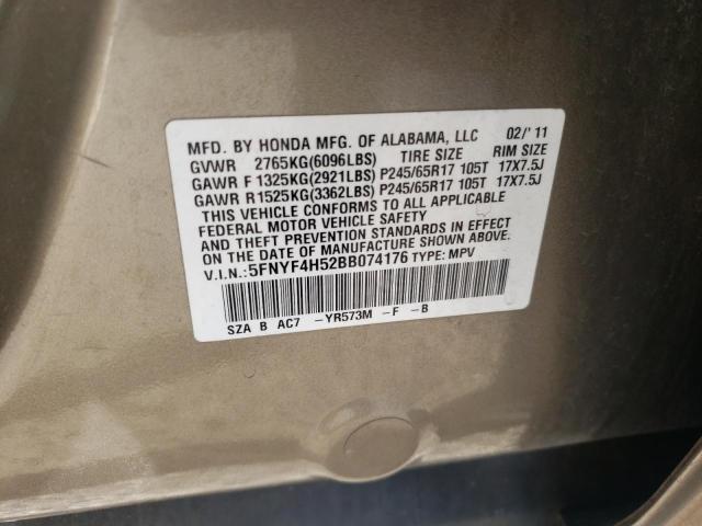 Photo 10 from auction – 2011 HONDA PILOT EXL with VIN 5FNYF4H52BB074176