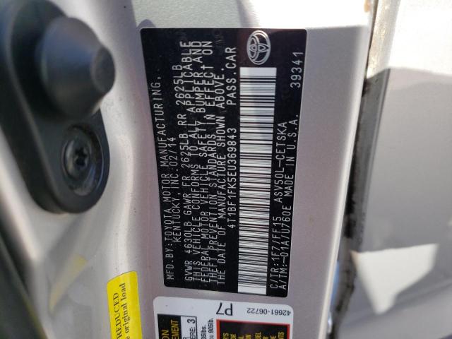 Photo 10 from auction – 2014 TOYOTA CAMRY L with VIN 4T1BF1FK5EU369843