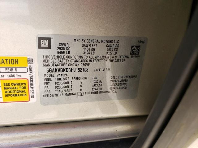 Photo 10 from auction – 2017 BUICK ENCLAVE with VIN 5GAKVBKD3HJ152108