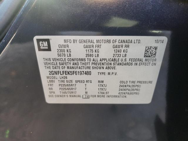Photo 10 from auction – 2015 CHEVROLET EQUINOX LT with VIN 2GNFLFEK5F6197480