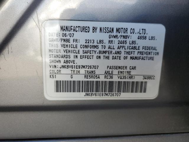 Photo 10 from auction – 2007 INFINITI G35 with VIN JNKBV61E97M726707