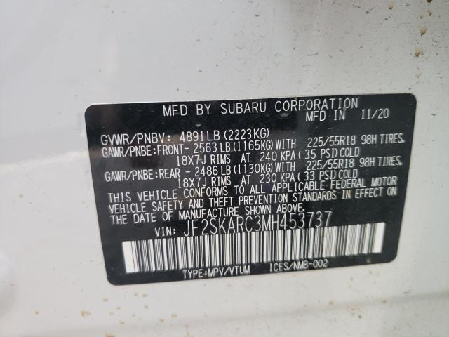 Photo 10 from auction – 2021 SUBARU FORESTER S with VIN JF2SKARC3MH453737
