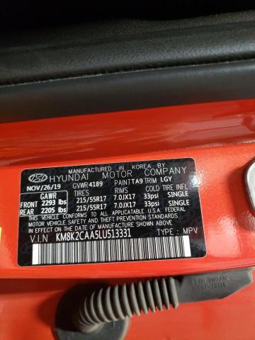 Photo 10 from auction – 2020 HYUNDAI KONA SEL with VIN KM8K2CAA5LU513331