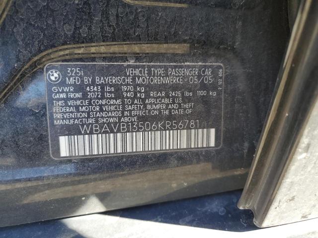 Photo 10 from auction – 2006 BMW 325 I with VIN WBAVB13506KR56781