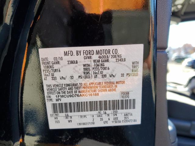 Photo 10 from auction – 2010 FORD ESCAPE XLT with VIN 1FMCU9D76AKC16188