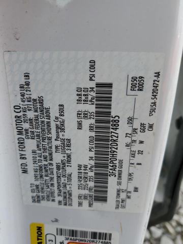 Photo 10 from auction – 2013 FORD FUSION SE with VIN 3FA6P0H92DR274885
