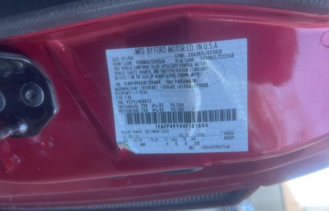 Photo 10 from auction – 2004 FORD MUSTANG CO with VIN 1FAFP49Y44F181604