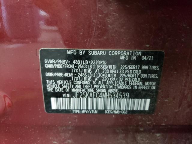 Photo 10 from auction – 2021 SUBARU FORESTER P with VIN JF2SKAFC4MH534539