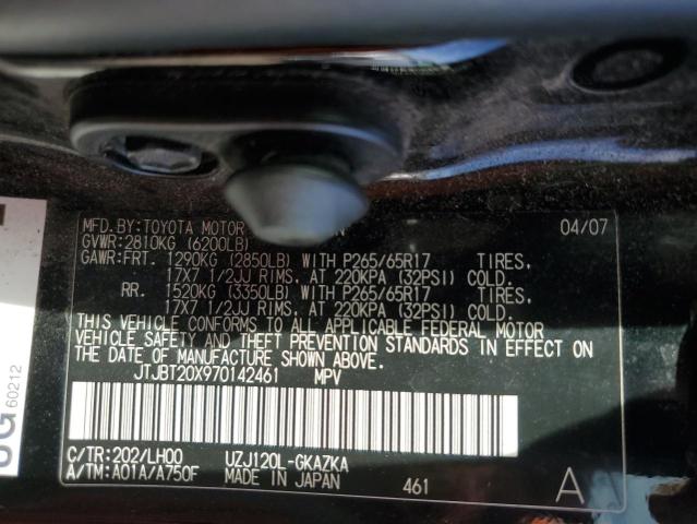 Photo 10 from auction – 2007 LEXUS GX 470 with VIN JTJBT20X970142461
