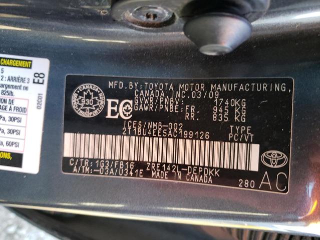 Photo 10 from auction – 2010 TOYOTA COROLLA BA with VIN 2T1BU4EE5AC199126