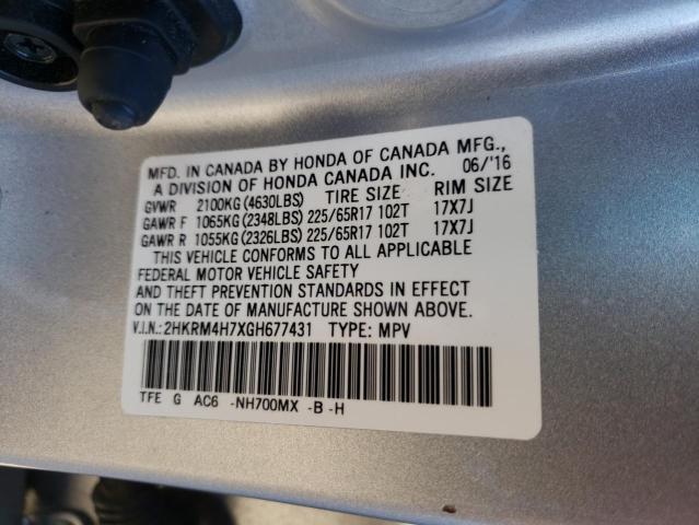 Photo 10 from auction – 2016 HONDA CR-V EXL with VIN 2HKRM4H7XGH677431