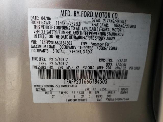 Photo 10 from auction – 2006 FORD FIVE HUNDR with VIN 1FAFP23166G184503