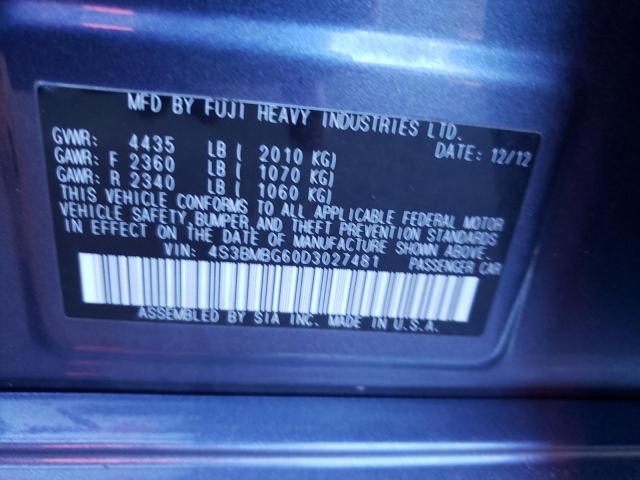 Photo 10 from auction – 2013 SUBARU LEGACY 2.5 with VIN 4S3BMBG60D3027481