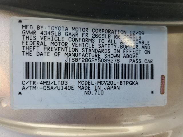 Photo 10 from auction – 2000 LEXUS ES 300 with VIN JT8BF28G2Y5089278