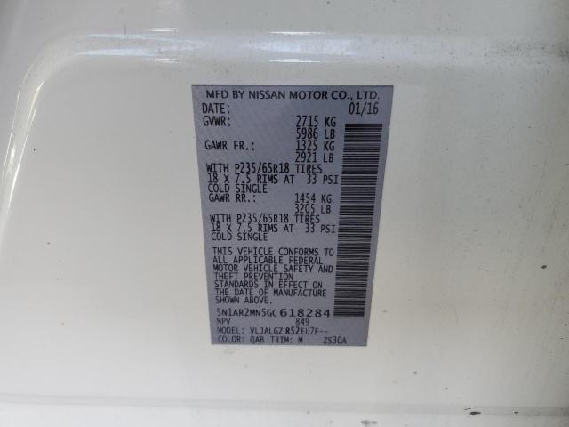 Photo 10 from auction – 2016 NISSAN PATHFINDER with VIN 5N1AR2MN5GC618284