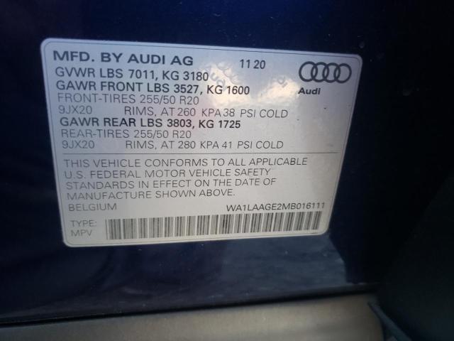 Photo 10 from auction – 2021 AUDI E-TRON PRE with VIN WA1LAAGE2MB016111