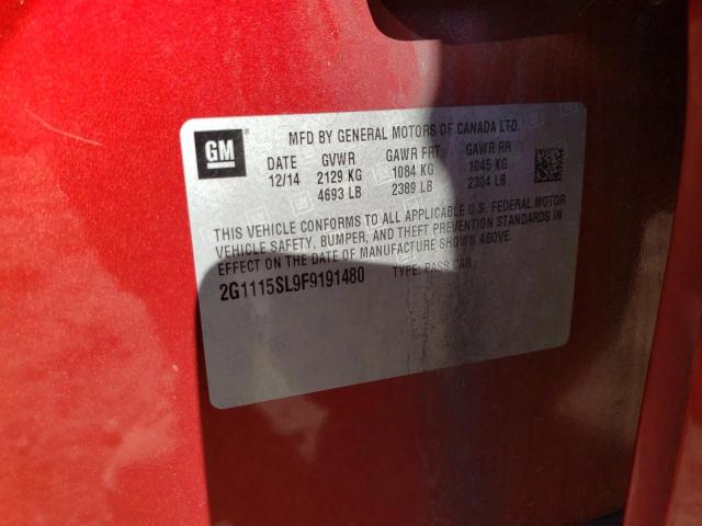 Photo 10 from auction – 2015 CHEVROLET IMPALA LT with VIN 2G1115SL9F9191480