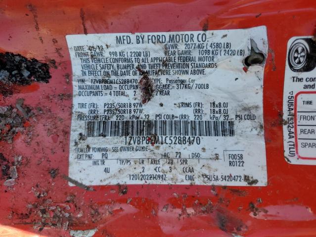 Photo 10 from auction – 2012 FORD MUSTANG with VIN 1ZVBP8EM1C5288470