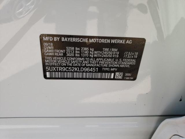 Photo 10 from auction – 2019 BMW X3 XDRIVE3 with VIN 5UXTR9C52KLD96451