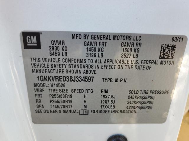 Photo 10 from auction – 2011 GMC ACADIA SLT with VIN 1GKKVRED3BJ334597