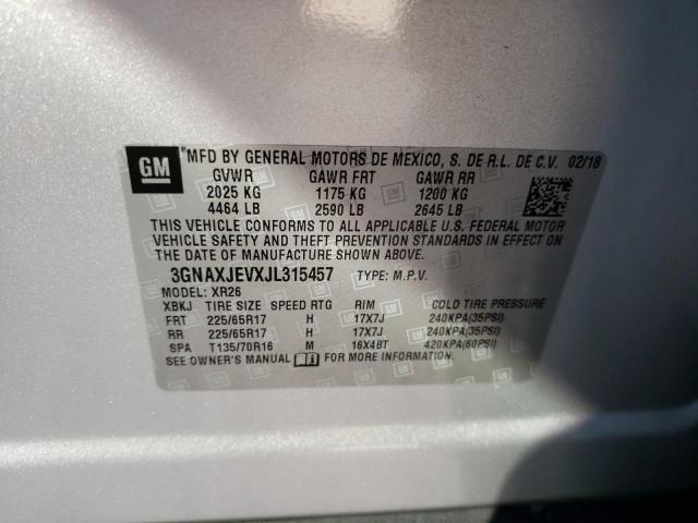 Photo 10 from auction – 2018 CHEVROLET EQUINOX with VIN 3GNAXJEVXJL315457