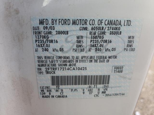 Photo 10 from auction – 2004 FORD F-150 HERI with VIN 2FTRF17214CA10425