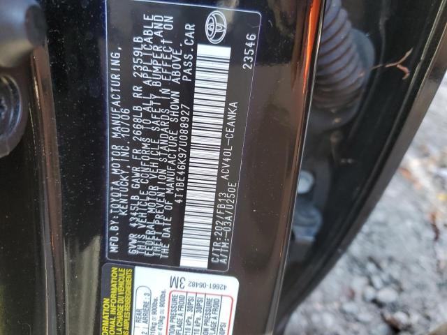 Photo 10 from auction – 2007 TOYOTA CAMRY CE with VIN 4T1BE46K97U088927