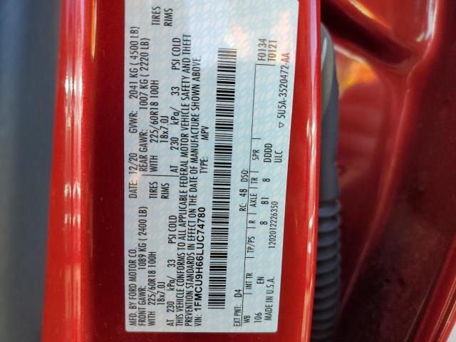 Photo 10 from auction – 2020 FORD ESCAPE SEL with VIN 1FMCU9H66LUC74780