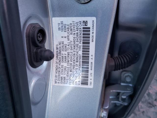 Photo 10 from auction – 2019 HONDA CIVIC LX with VIN 2HGFC2F63KH575007