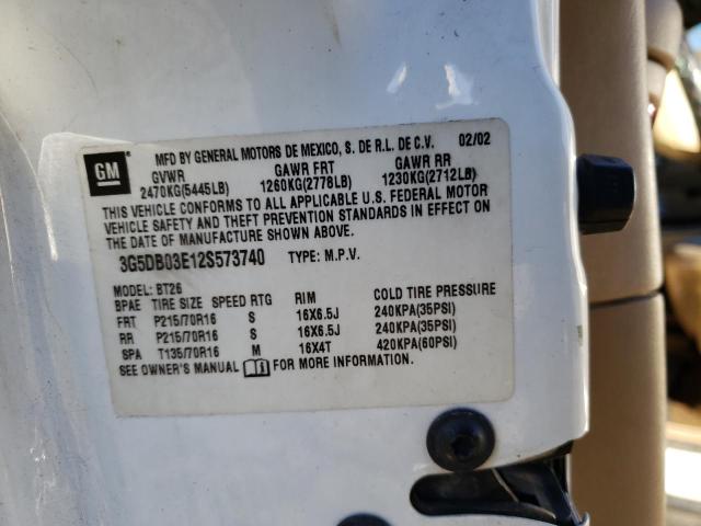 Photo 10 from auction – 2002 BUICK RENDEZVOUS with VIN 3G5DB03E12S573740