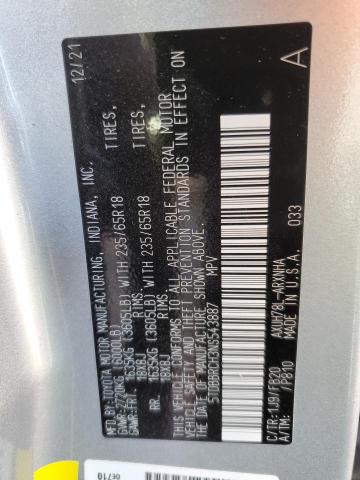 Photo 10 from auction – 2022 TOYOTA HIGHLANDER with VIN 5TDBBRCH3NS543887