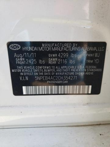 Photo 10 from auction – 2012 HYUNDAI SONATA GLS with VIN 5NPEB4AC2CH354271