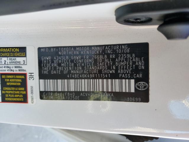 Photo 10 from auction – 2009 TOYOTA CAMRY BASE with VIN 4T4BE46K49R111541