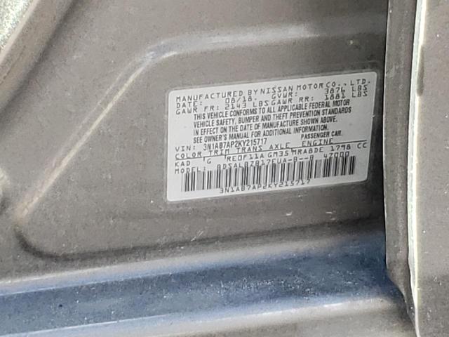 Photo 10 from auction – 2019 NISSAN SENTRA S with VIN 3N1AB7AP2KY215717