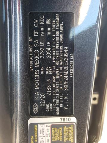 Photo 10 from auction – 2020 KIA FORTE FE with VIN 3KPF24AD2LE229949