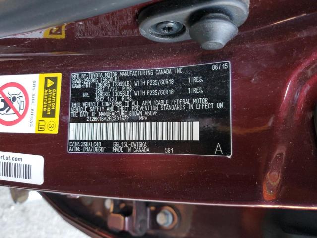 Photo 10 from auction – 2015 LEXUS RX 350 BAS with VIN 2T2BK1BA2FC331672
