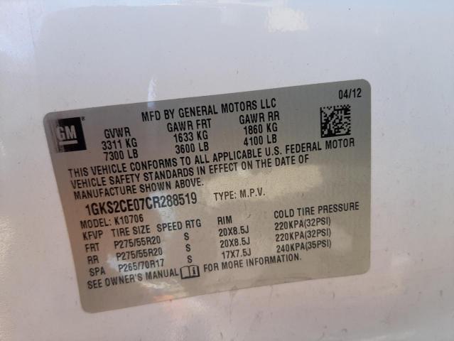 Photo 10 from auction – 2012 GMC YUKON SLT with VIN 1GKS2CE07CR288519