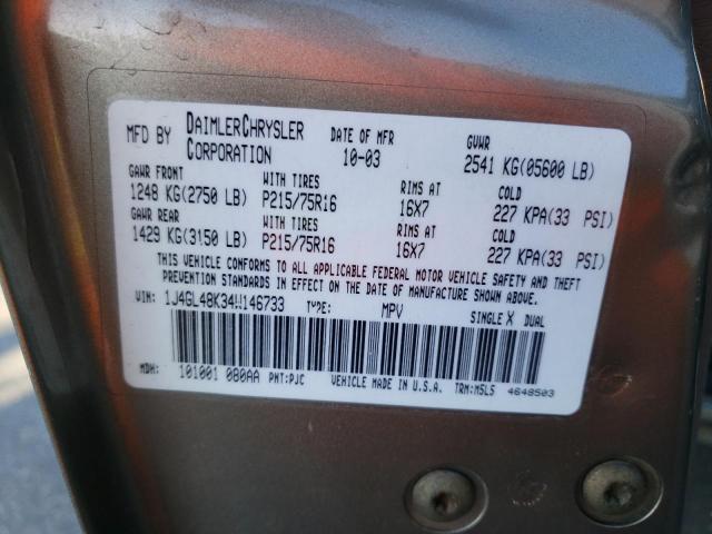 Photo 10 from auction – 2004 JEEP LIBERTY SP with VIN 1J4GL48K34W146733