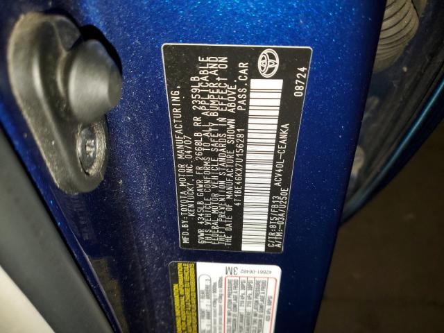 Photo 10 from auction – 2007 TOYOTA CAMRY CE with VIN 4T1BE46KX7U156281