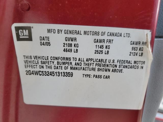 Photo 10 from auction – 2005 BUICK LACROSSE C with VIN 2G4WC532451313359