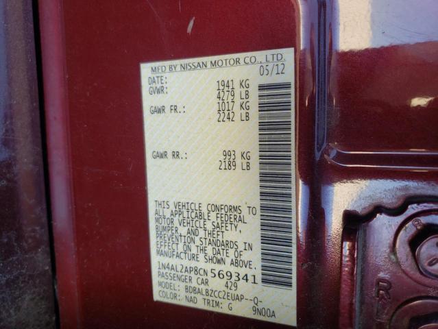 Photo 10 from auction – 2012 NISSAN ALTIMA BAS with VIN 1N4AL2AP8CN569341