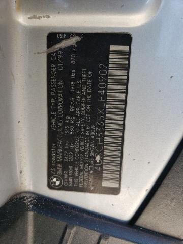 Photo 10 from auction – 1999 BMW Z3 2.8 with VIN 4USCH3335XLF40902