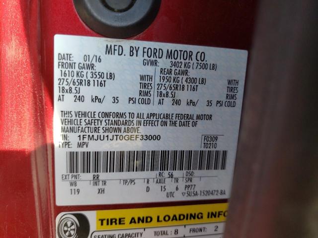 Photo 10 from auction – 2016 FORD EXPEDITION with VIN 1FMJU1JT0GEF33000