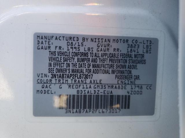 Photo 10 from auction – 2015 NISSAN SENTRA S with VIN 3N1AB7AP2FL673017
