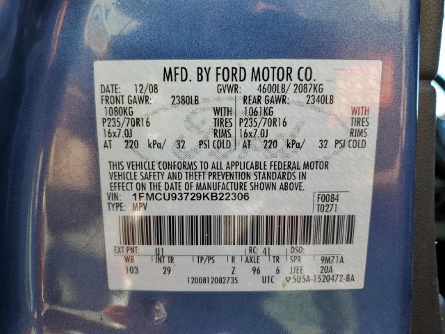Photo 10 from auction – 2009 FORD ESCAPE XLT with VIN 1FMCU93729KB22306