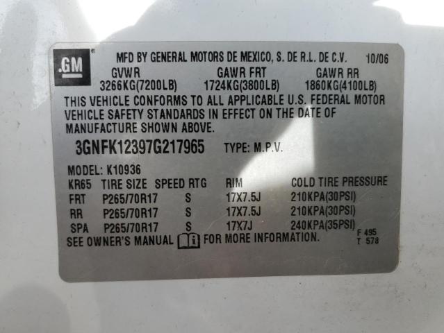 Photo 10 from auction – 2007 CHEVROLET AVALANCHE with VIN 3GNFK12397G217965