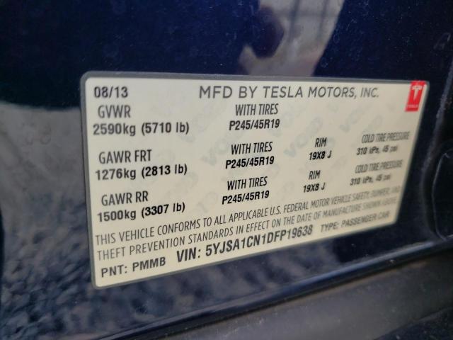 Photo 10 from auction – 2013 TESLA MODEL S with VIN 5YJSA1CN1DFP19638