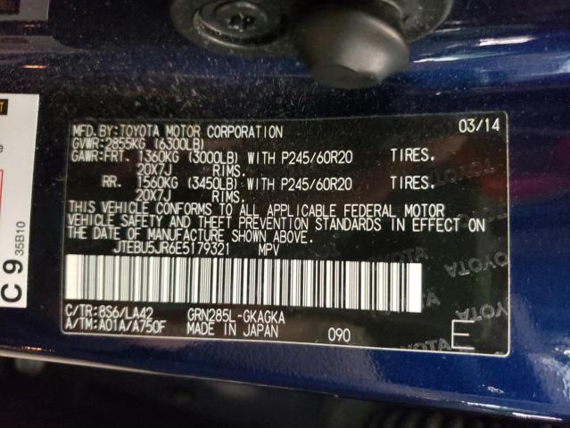 Photo 10 from auction – 2014 TOYOTA 4RUNNER SR with VIN JTEBU5JR6E5179321